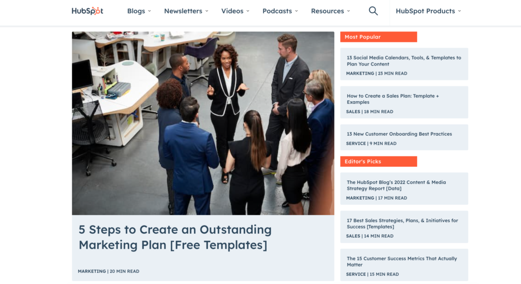 hubspot blog screenshot