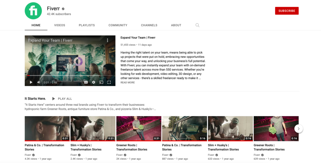 fiverr youtube screenshot