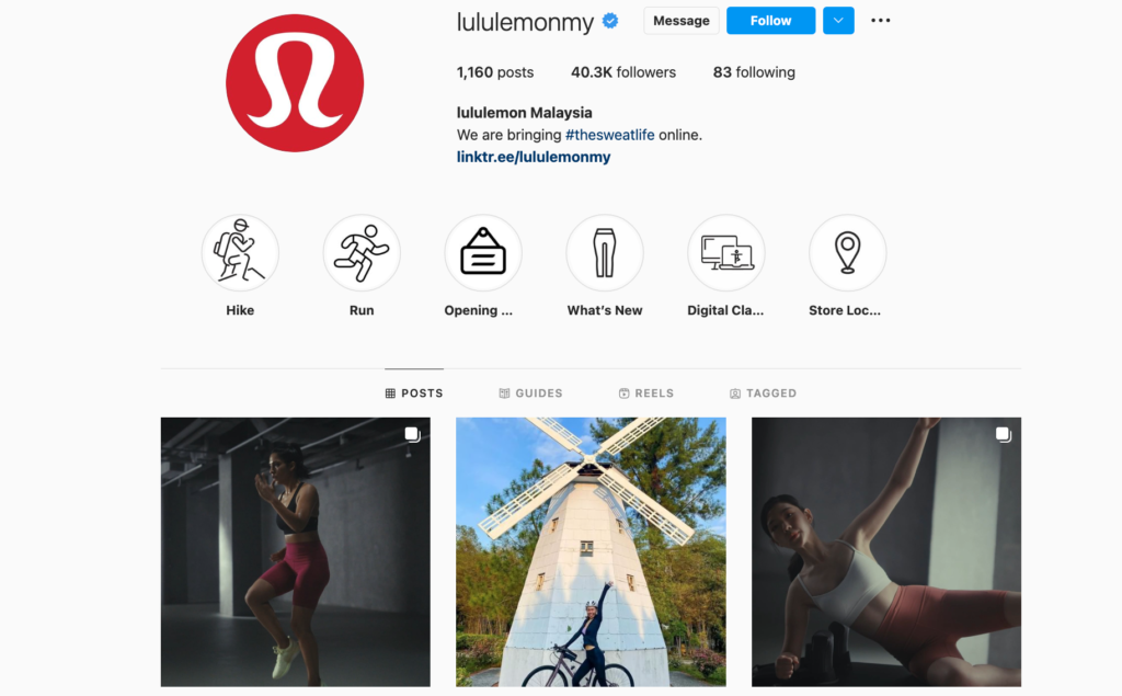 lululemon instagram screenshot